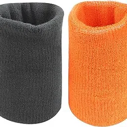 Neska Moda Unisex Black and Orange Pack of 2 Cotton Wrist Band-picture-61