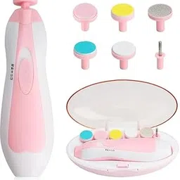 WOW.CO Baby Electric Nail Trimmer Set with 6 Grinding Heads & Carry Case | Safe Nail Clipper for Newborn, Infant & Kids | Gentle, Low Noise Nail File Tool for Baby Grooming (Pink)-image-4