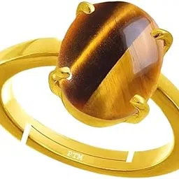 Natural Tiger Eye 3.25 Ratti or 3 Carat Astrological Certified Gemstone Panchdhatu/5 Metals Gold Plated Adjustable Ring for Men & Women - fba4325-image-72