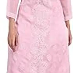 seva chikan Hand Embroidered Lucknowi Chikankari Appricot Cotton Kurta Kurti for Women SCL4321-picture-36