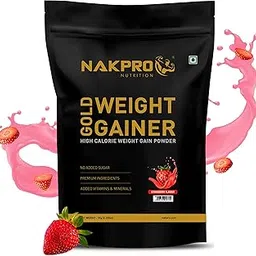 NAKPRO GOLD WEIGHT GAINER | High Carbs & High Calorie | Added Vitamins, Minerals & Digestive Enzymes | Easy Mixing, Easy Digesting Weight Gainer Powder for Men & Women | 1 Kg Strawberry Flavour (10 Servings)-picture-26