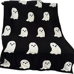 ATORSE Ghosts Design Blanket Keep Warm Travel Blankets for All Season Sofas Couches Black 127cmx152cm-picture-24