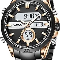 v2a Fusion Series Analog-Digital Men’s Watch with Stainless Steel Band & Alloy Steel Case – Alarm, Stopwatch, EL Backlight Watch for Men | Gift for Men-picture-16