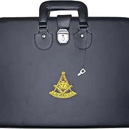 Masonic Apron and Chain Collar Case Black with Handle, Past Master Embroidered Emblem | Art Portfolio Carrying Bag-image-21