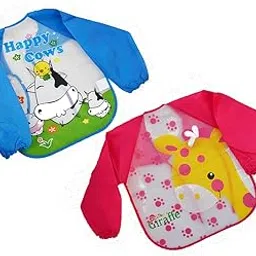 Lookool Waterproof/Reusable Full Sleeves Feeding Bibs Apron For Up to 3 Years Unisex Kids & Toddler in Assorted Design (Pack Of 2)-image-44