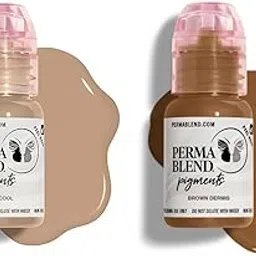 Perma Blend Set - Combo Pack of Tattoo Ink Set for Permanent Makeup - Light Skin and Medium Skin Microblading Kit - Tattoo Supplies for PMU - Includes (Yes Cool and Brown Dermis) 15ml Each-image-46