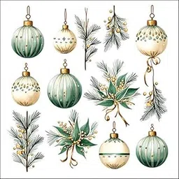 DCAD Decoupage Tissue Paper Napkin - Christmas Tissue Hanging Decorations Green (Pack of 20 Same Design, Size 33 cm X 33 cm)-picture-63