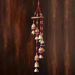 eCraftIndia Multicolor Handcrafted Spiral Window Door Wall Hanging Bells Wind Chimes Decorative Showpiece| Diwali Decoration Items for Home Decor| Gift for Diwali Navratri Housewarming-image-2