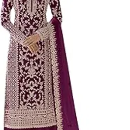 dealbazaars Pakistani Women's Embroidered Silk Net with Santoon Top & Embroidered Silk Net Dupatta and Bottom Salwar Suit Material, Burgundy Dress Material Traditional Indian Ethnic Wear-picture-12
