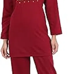 Women Winter Night Suit with Inner Fleece-image-15