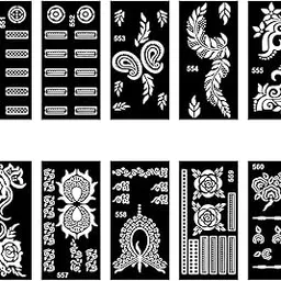 Temporary Tattoowala Elegant Hand Mehndi Stencil Sticker Combo for Brides and Festivals, Easy to Use-image-1