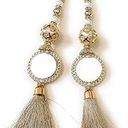 Libas Fashion Blouse Accessories Latkan Women Bridal Dress Dupatta Tassels Color Golden 2 PC-picture-30