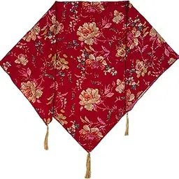 Himalayan Vibes Red Color Himachali Dhatu with Flower Print - Handcrafted Traditional Head Scarf from Himalayas-image-93