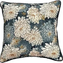 Coyochi Home Fashion Decorative Printed Floral Cushion Cover 20x20 Inch, Pack of 1 (Green and Off White)-picture-28