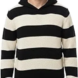 looks united Trendy Men Casual Full Sleeve Winter wear Striped Hooded Sweater-picture-38