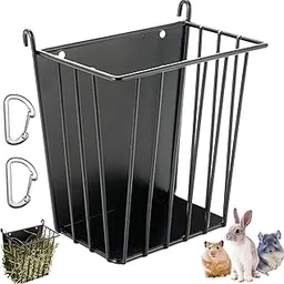 Upgrades Rabbit Hay Feeder - Guinea Pig Hay Feeder - Metal Frame Hay Rack with Adjustable Hook - Less Wasted - for Guinea Pigs - Chinchilla Bunny Cage Accessories - Bunny Feeder-image-61