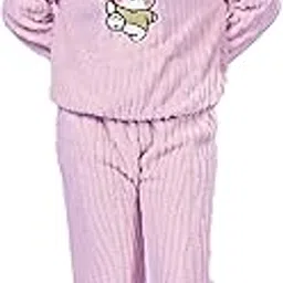 donson Women Warm Night Suit for Winter – Cute Puppy Design Pajama Set Patch Purple Color-picture-30