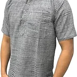 A F Collection Store Men's Khadi Cotton Self Design Casual Shirts | Half Sleeves for Men | Regular Fit Cotton Plain Shirt-image-83