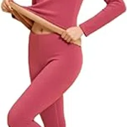 eleg & stilance Women Long Johns Base Layer Stretch Soft Woolen Top and Bottom Set for Winter with Fleece Warm Innerwear for Cold Weather Thermal Sets-picture-52