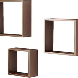 Floating Wall Mount Wooden Display Shelf Brown Intersecting Wall Shelves for Living Room Bedroom Decorative Storage Organizer-picture-15