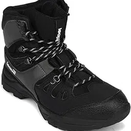 Leap7x VERTICAL-2 High Ankle Lacing Trekking Shoes For Men - Black & Olive Green | Comfortable and Durable | Suitable for Walking, Running, Outdoor and Hiking Boot Footwear | Cushioned Footbed-image-12