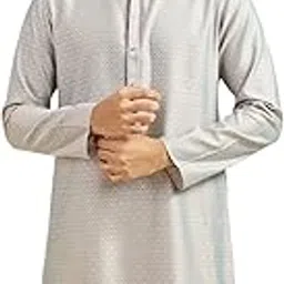 diwas by manyavar Men's Viscose Blend Jacquard Weave Kurta (1pc)-picture-13