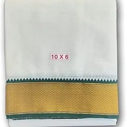 exclusive dhoties Men's Traditional Pure Cotton Mayilkann Ganga Jamuna Cotton Dhoti With Polyester Border Unbleach Cream Dhoti Panchakacham-picture-16