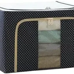 KHUSHIYA ENTERPRISE Foldable Cloths Organizer and Oxford Fabric Storage Boxes For Clothes,Sarees,Bed Sheets and Blanket Printed Front Handle Underbed Storage Bag//Blanket Cover Organizer with Zip-image-98