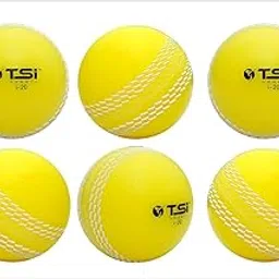 TSI Sports Synthetic Rubber I-20 Practice Cricket Ball/Wind Balls (125-130 GMS) for - Indoor & Outdoor Street & Beach Cricket Fluorescent Yellow Pack of 6-image-26