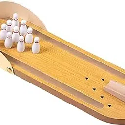 SPOCCO | Wood Mini-Entertainment Desktop Bowling Game Set, Multicolour, 10 Bowling pins,1 Metal Bowling Ball,1 Wooden Bowling ramp with peg,1 Wooden Alley for Kid 4-10 Years - 02-image-90