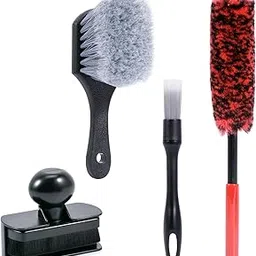UNIMEIX 4 Pack Car Wheel Cleaning Pro Kit Wheel Brushes for Cleaning Wheels Soft Wheel Cleaning Woolies Brush Stiff Tire Brush Wheel and Rim Brush Supplies Kit-image-9