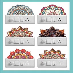 Heaven Decors Rangoli Floral & Botanical Switch Board Wall Sticker (Standard Size),Multicolour-picture-21