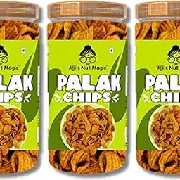Ajji's Nut Magic Palak Chips 600g (Pack of 3- Each 200g) | Healthy Vegan Snack | Gluten-Free, Low-Calorie | Light & Crispy Chips | high protein | Natural ingredients | No Artificial Colors and Preservatives | Perfect Snacking for Kids & Adults | Travel-Friendly-picture-19