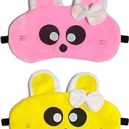 JUZZII Velvet Cute Baby Doll Sleeping Eye Shade Mask for Women Girls Kids Boys - (Pink - Yellow) Model-No.27-53-picture-19