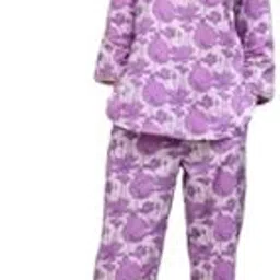 Women's Purple Printed Pure Cotton Co-Ord Set-image-20