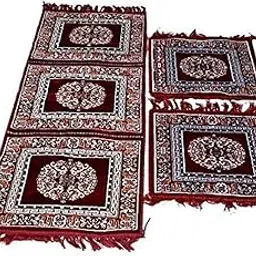 Kuber Industries Floral Design Velvet 3 Pieces Car Seat Mat Set (Maroon)-CTKTC14499-picture-11