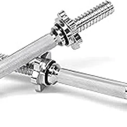 HT XPLORIX™ Pair of 14 inches Dumbbell Handle Bar | 28MM Threaded Rod with knurled grip including 4 Star Locks for Weightlifting-picture-39