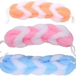 Elecsera Hanging Bath Shower Long Loofah Sponge Pouf Body Scrubber Exfoliator| Bathing Long Loofah for Men and Women| Ultra Soft Bath Sponge Loofah/Scrub(pack of 3)-image-1