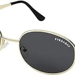 Eyedash Round UV Protected Polarized Sunglasses for Men & Women | Golden Metal Frame | Stylish Oval Eyewear for Driving & Outdoor (Black Lens)-picture-30