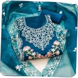 Bliss Flair Chanderi Cotton Embroidered Dress Material For Women With Heavy Neck And Lace (Unstitched)_Bliss_Parent_127-picture-13