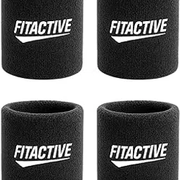 FitActive Cotton Wrist Sweat Bands for Men & Women – Sweat Absorbing Wrist Band Wrist Support 3 Inch for Gym, Running, Badminton, Tennis, Basketball & Multiple Sports (2 Pairs Black)-image-67