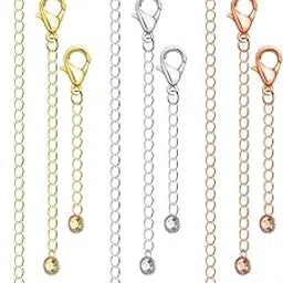 VAMA FASHIONS Adjustable Jewellery Extender Chain Necklace Bracelet Payal Anklet Waist Belly Chain Removable Extension Chains for Jewelry Making - 3 Pcs of Tail Chains-image-11