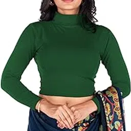 abhi Cotton Readymade Long Sleeve,High Neck Blouse, Stretchable, Pull-on Style-picture-10