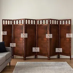 Wooden Partition for Pooja Room/Screen Separators for Living Room/Wall Panel/Room Partition/Wooden Partition for Living Room/Heritage Grid 6-Panel Wooden Room Divider for Kitchen-picture-39