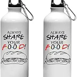 Crazy Sutra Classic Printed Quote Water Bottle/Sipper - 600Ml (AlwaysShareYourFood_S)-image-97