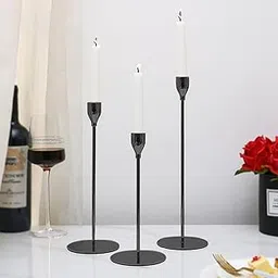 The Purple Tree Royal Candle Holders for Tapered Candles, (Pack of 3, Black), Christmas Candle Holder, tealight Holders, Best Gift for Christmas Decor, Christmas Decoration, Dining Table-picture-11