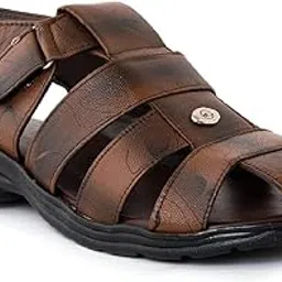 Men's Fashion Synthetic Leather Casual Sandal (BROWN SANDAL4)-picture-45