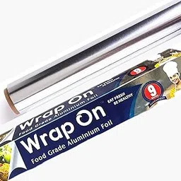 WRAP ON 9 Meter Aluminium Foil Paper for Food Wrap, Silver Paper Foil for Food Packing, Cooking, Baking - Aluminum Foil Wrap for Kitchen 9 Meter Net 11 Micron for Keeping Food Warm (Pack of 1).-image-19