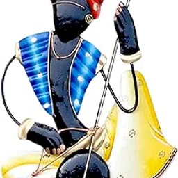 VILLAGE KRAFT Metal Handcrafted Rajasthani Tribals Playing Musical Instruments Wall Art Decor,Wall-Mount Sculpture for Home,Living Room,Hotel,Office,Temple for Devotees, Festival,28X18 Cm,1 Pc,Blue (Black)-image-3
