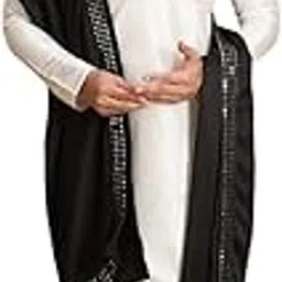 ethluxis Men's Banarasi Dupion Blend Silk Kurta Churidar Pyjama with Viscose Mirror Work Embroidered Dupatta/Stole for men(3 Piece Set)-picture-21
